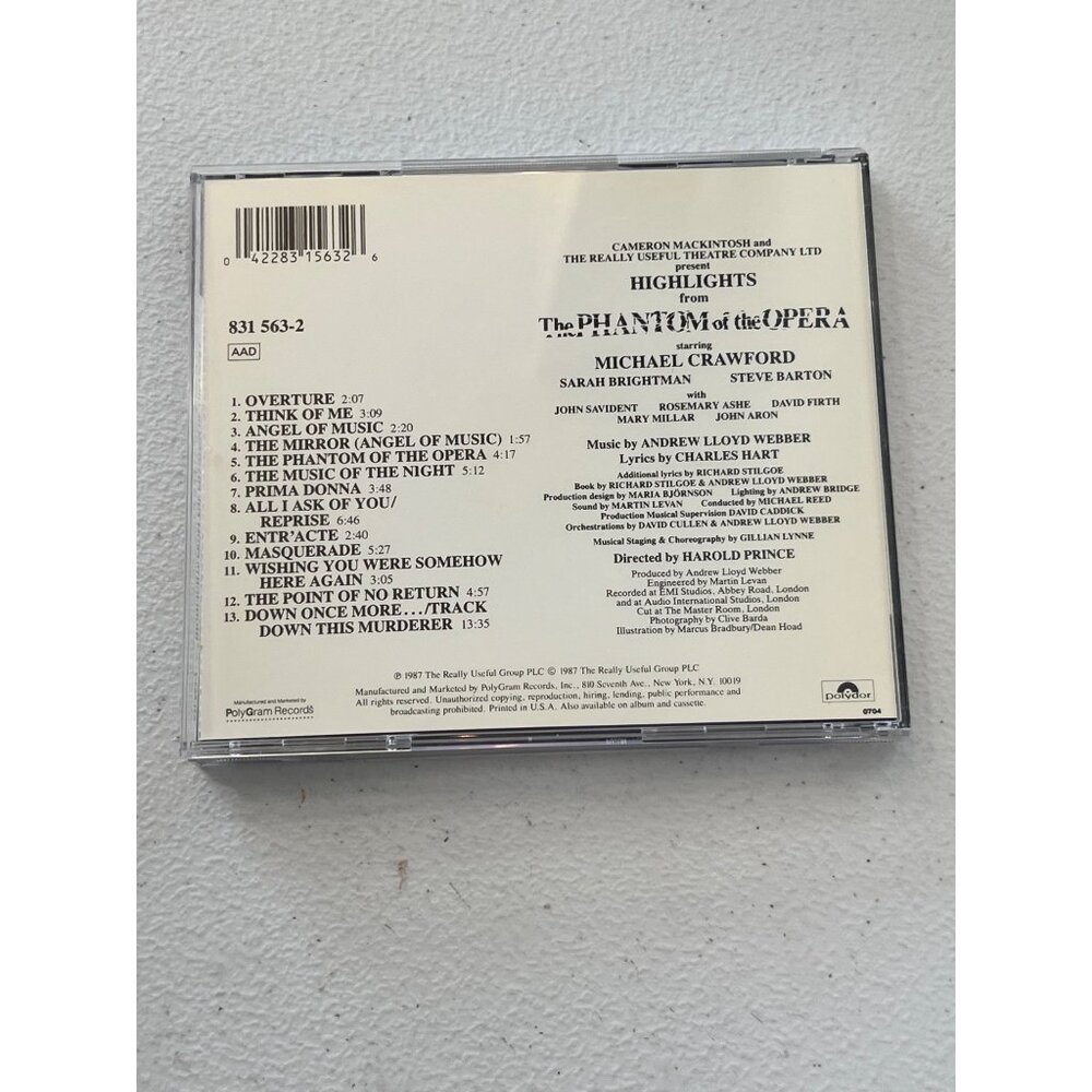 Highlights From Phantom Of The Opera Original Cast Recording 1987 CD Pre-Owned - Picture 3 of 5